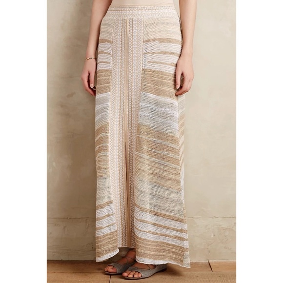 Anthropologie S Cecilia Prado Gold Knit Maxi Skirt - Picture 8 of 11